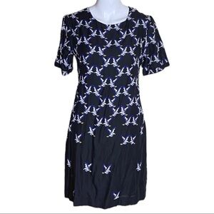 Eleven Paris Dress Teagle Bird Print With Cut Out Back ASOS M Size 8 US
